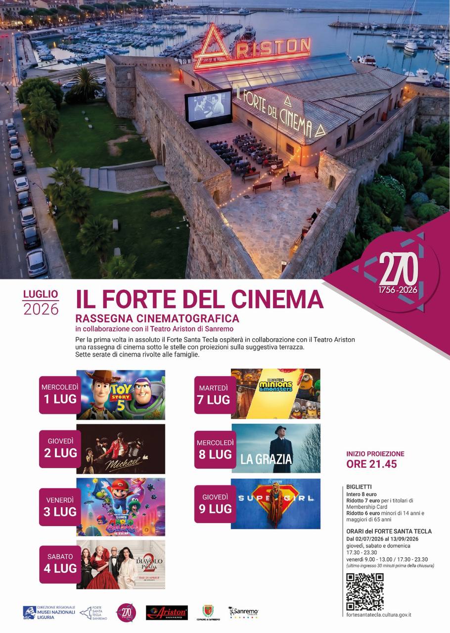 Il Forte del Cinema – locandina Locandina di Il Forte del cinema al Forte Santa Tecla, Sanremo
